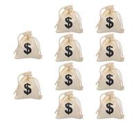 EXAOMBLE 12 Pack Canvas Money Bag Pouches with Sign, for Scavenger Hunts, Birthday Parties and Carnival Decorations