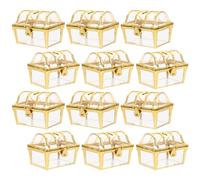 EXAOMBLE 12pcs Elegant Golden Treasure Chest Treats Boxes for Wedding and Party, Large Capacity Portable Plastic Candy Packaging Box Suitable for Multiple Occasions