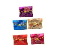EXAOMBLE 12pcs Small Chinese Style Silk Satin Jewelry Bags Drawstring Pouches for Wedding Party Packaging, Earring and Necklace Storage Cloth Bags