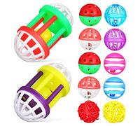 EXAOMBLE 12pcs Vibrant Chewing Balls for Birds Colorful Foraging Toy for Parrots Parakeets Small Pets Interactive Play Chewing Fun to Reduce Boredom