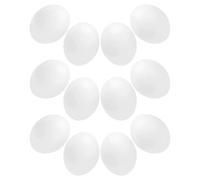 EXAOMBLE 12pcs White Plastic Artificial Bird Eggs for Pigeons and Finches, Realistic Shape with Natural Environment Simulation, Safe Materials for Cage Decoration and Breeding