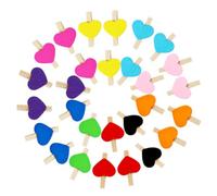 EXAOMBLE 150pcs Love Shaped Wooden Photo Holders Mini Clips 3cm for Craft Projects and Holiday Items, Decorative Wood Clips for Paper and Photos