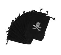 EXAOMBLE 15pcs Halloween Pirate Loot Bags Black Drawstring Candy Pouches with Skull Design Polyester Treat Storage Bags for Party Favors Wedding Coins Home Decor