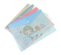 EXAOMBLE 16pcs A4 File Pouch Document Pocket Cartoon Pattern Wear-Resistant Compact Pp Material Stationery Festival