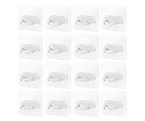 EXAOMBLE 16pcs Wall Mounted Punch Free Shampoo Holder Hooks Pp Plastic Shower Gel Bottle Rack for Indoor Bathroom Storage and Organisation
