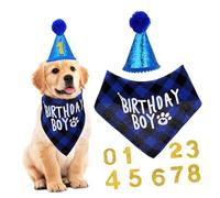 EXAOMBLE 1Set Dog Birthday Party Birthday Bandana and Pompom Party Hat for Dogs Comfortable and Stylish Dog Birthday Decorations for Breeds and Ages