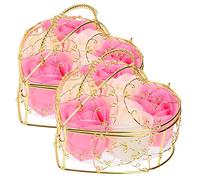 EXAOMBLE 2 Boxes Floral Scented Rose Soap Bars Elegant Decorative Bath Flowers for Home Valentines Day Anniversary Women Beautiful Beauty present