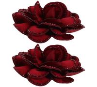 EXAOMBLE 2 Pair Red Rose Flower Shoe Clips Lightweight Detachable Fabric Shoe Decorations for Bride Wedding Party Outdoor Use Elegant Floral