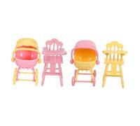 EXAOMBLE 2 Sets Dollhouse Stuffs: Miniature Baby Stroller And Dining Chair Model - Realistic Dollhouse Accessories For Kids - Portable And Fun Doll Play