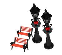 EXAOMBLE 2 Sets Miniature Dollhouse Street Light of Lawn Lamp Posts Park Bench Seats for Garden Decor Flexible Placement for Cozy Xmas Village Scenes