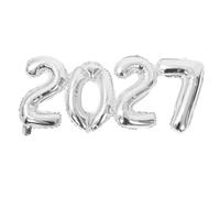 EXAOMBLE 2027 Foil Balloons Silver Number-shaped with Extended Floating and Quick Setup, Large Aluminum Film Decoration for New Year Party and Graduation Party