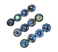 EXAOMBLE 20pcs Blue Round Glass Cabochon Jewelry Patches for DIY Crafts Making, Decorative and Delicate Patterned Glass Stickers for Vase and Jewelry Design Projects
