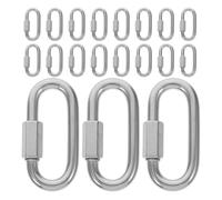 EXAOMBLE 20pcs Heavy Duty Chain Quick Link Lock Buckle Clips, Galvanized Iron M6 3.5" Locking Carabiner for Outdoor Gear Setup, Backpacks and Keyring Buckle Hooks, Weather Resistant