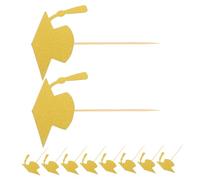 EXAOMBLE 24pcs Graduation Cap Cake Toppers Gold Graduation Season Decorations for Parties School Celebrations and Dessert User Friendly Inserts for Memorable Events