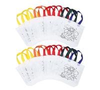 EXAOMBLE 24pcs Non-woven Fabric ’s DIY Painting Tote Bags with Handles, Spring Theme Flat Cartoon Design Gift Bags for Classroom Art Sessions and Coloring Parties Random Color