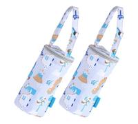 EXAOMBLE 2pcs Bottle Bag Milk Bottle Thermal Bag for Stroller, Oxford Cotton Tin, Clip-on Hand Strap Carrier for Parents, Park and Tailgating