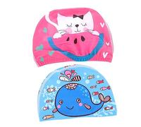 EXAOMBLE 2Pcs Cartoon Swim Caps with Ear Protection Lightweight Swimming Hats for Boys and Comfortable and Safe Swimming Accessories for All Head