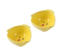 EXAOMBLE 2pcs Ceramic Chicken Design Bird Feeding Dishes with Larger Capacity, Washable and Convenient for Daily Feeding Use, Suitable for Finches and Birds, Can Be Placed in The Cage