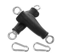 EXAOMBLE 2pcs Compact Dual-ring Gym Handle Accessories with Short Handle Design, Made of Sturdy Pp and Stainless Steel, Enhances Grip Stability for Home Gym Cable Machine Workouts