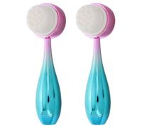 EXAOMBLE 2pcs Dual-Sided Silicone Facial Scrubber Manual Cleansing Brush for Exfoliating and Safe for Skin Types, Waterproof Face Wash Scrubber for Travel and Home Use