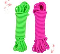 EXAOMBLE 2pcs Elastic Skipping Rope Meters Outdoor Jump Bands for Boys School Sports Fitness Training Fun Green Rosy Color