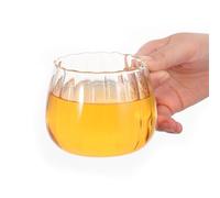 EXAOMBLE 2pcs Glass Coffee Mugs with Handle 400ml Each, Stylish Pumpkin Shape Cups with Smooth Edges, for Breakfast, Milk Tea and Hot Beverages