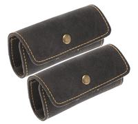 EXAOMBLE 2pcs Guitar Pick Holder Pu Leather Storage Case Craftsmanship Black Not Easy to Deform Suitable for Small Bag Storage When You Go