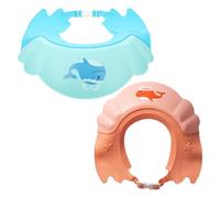 EXAOMBLE 2pcs Hair Wash Cap Adjustable Shower Bonnet for Lightweight Waterproof Shampoo Hat with Ear and Eye Protection for Bath Time