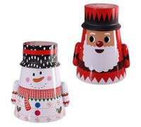 EXAOMBLE 2pcs Iron Candy Box Set with Tumbler Shape for Christmas Decoration Storage, Easy to Use Decorative Jar Boxes for Xmas Gifted Presents