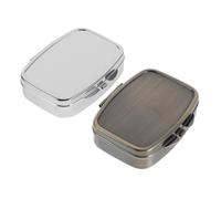 EXAOMBLE 2pcs Mini Metal Pill Box for Travel Portable Small Pill Organiser with 2 Separate Compartments and Rounded Rectangle Shape, Smooth Edges for On-the-go Use in Pocket or Purse