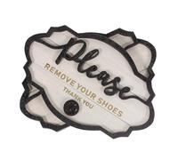 EXAOMBLE 2pcs Please Remove Your Shoes Sign Wooden Door Plaque in White for Entryways Home Etiquette Reminder Decorative Accent