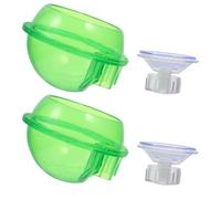 EXAOMBLE 2pcs Reptile Feeder Feeding Bowl Pet Green with Suction Cup, Smooth Interior Surface, Safe Lizard Feeder for Gecko, Frog and Spider