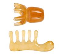 EXAOMBLE 2Pcs Scalp Massage Comb Set Gua Sha Comb Wax Resin Handle Wide Tooth Head Massager for Scalp Care and Acupoint Therapy