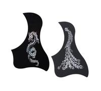 EXAOMBLE 2Pcs Self-adhesive Guitar Pickguard Decals Protective Plate Guards with Silver Dragon and for Acoustic Folk Guitars