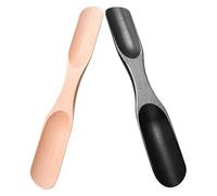 EXAOMBLE 2pcs Shoe Horn Wooden Double-end Long-handled Boot Jack for Men Easy Shoe Lifter with Ergonomic Design Natural Black