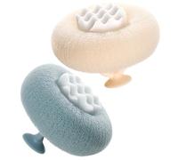 EXAOMBLE 2pcs Shower Skin Scrubber Mesh Balls for Body Cleaning Breathable Nylon Loofah with Thickened Design Portable Lightweight Bathing Puff in Beige Blue Rich Exfoliating Sponge for