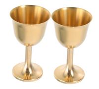 EXAOMBLE 2pcs Vintage Brass Communion Cups Mini Chalice Goblets Gold Worship Chalice Shot Glasses for Ritual Offerings Meditation Blessings Decoration