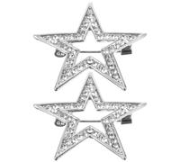 EXAOMBLE 2pcs Women's Star Brooch Pin Rhinestone Brooch Pin Alloy Silver Decorative Fashion Jewelry for Women Valentine's Day Mother's Day