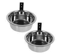 EXAOMBLE 2sets Wall Mounted Elevated Dog Bowls for Pet Feeding Stainless Steel Outdoor Dog Food and Water Bowl Space Saving Hanging Pet Feeder