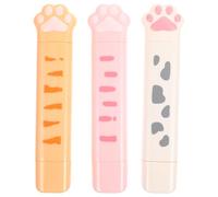 EXAOMBLE 3pcs Cat Paw Correction Tape Portable Convenient Correction Tape with Ergonomic Design Pet Material Assorted Colour Stylish Simple Gift for Students and Home Use