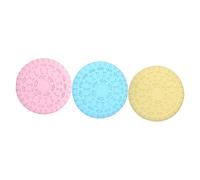 EXAOMBLE 3Pcs Dog Flying Disc Interactive Puppy Teething Soft Tpr Material Multi Function Disc for Indoor Play Feeding Blue Pink Yellow Colors for Strengthening