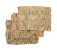 EXAOMBLE 3pcs Natural Woven Bunny Grass Mats Soft and Practical Rabbit Bedding Mats for Pets Chinchillas Hamsters Birds with Smooth Surface and Foot Protection