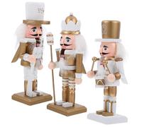 EXAOMBLE 3pcs Nutcracker Soldiers Christmas Decorations Gold Desktop Ornaments Traditional Festival Nutcracker Craft for Holiday Home Office Display
