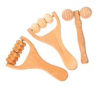 EXAOMBLE 3pcs Wood Massage Tools Set Manual Roller Massager for Foot and Neck No Burrs, Round Wooden Back Massager Rollers for Home and Travel Relaxation