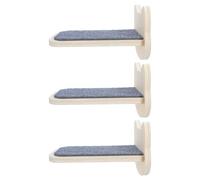 EXAOMBLE 3pcs Wooden Cat Wall Stairs with Scratching Pad, Wall Mounted Modular Design Climbing Shelves for Indoor Cats and Kittens in Small Apartments, Khaki Wood