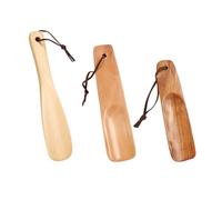 EXAOMBLE 3pcs Wooden Shoe Horn Set with Smooth Surface and Odorless Finish Convenient Long Handled Shoe Assist Tool for Household Use Portable and Sturdy for Easy Wearing
