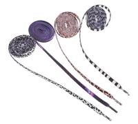 EXAOMBLE 4 Pairs Replacement Shoelaces for Sneakers, Decorative Sports Shoe Laces, Polyester, 140cm, Starry Sky, Leopard Brown, Cow Print and Zebra Black White