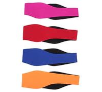 EXAOMBLE 4Pcs Adjustable Swimming Headband Breathable Ear Cover for Swimmers Prevents Water Entry Comfortable Fit for Swimming Bathing Surfing and Water Sports Rose Red Orange