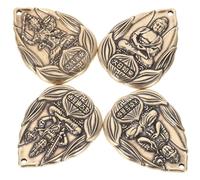 EXAOMBLE 4pcs Antique Brass Amulet Keychain Pendant Retro Buddha Keyring Charms for DIY Crafts Bag Decoration and Unique Home Decor