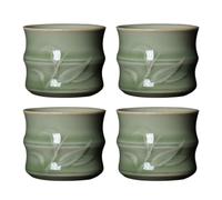 EXAOMBLE 4pcs Ceramic Small Teacups Set for Tea Lovers, Traditional Round Shape, Safe and Easy to Clean, Tea Accessory and Gift for Home Use
